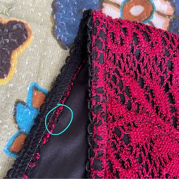 Vintage C.J. Elliot Crochet Lace Red Short-Sleeve Midi Dress Size 8 - Picture 9 of 9